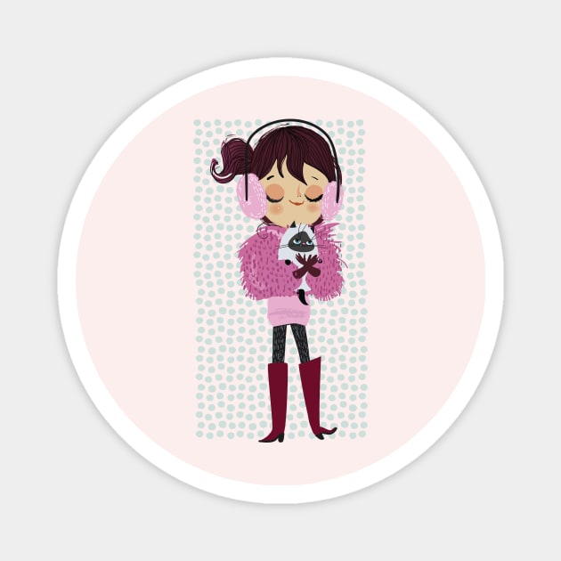 Lady and Cat 1 Magnet by EveFarb